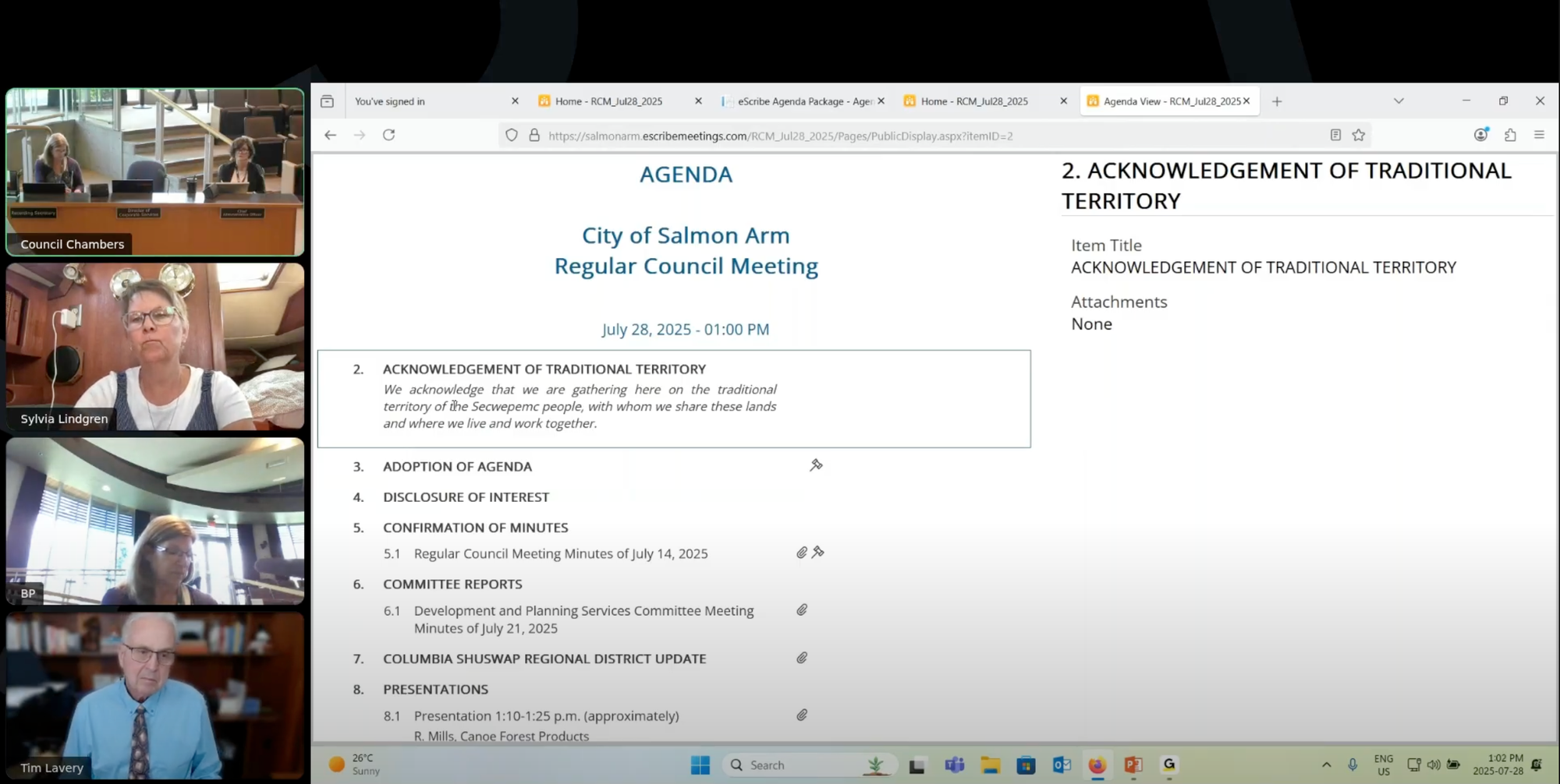 City Council Cliff Notes - July 28, 2025 - Salmon Arm